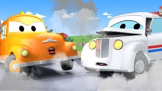 Tom la Dépanneuse et Peter la voiture de la poste dans la Ville des Voitures | Dessins animés