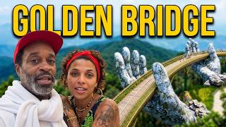 CHOKE NO JOKE IS AMAZED WHEN HE MAKES IT TO THE TOP OF THE GOLDEN BRIDGE AT BA NA HILLS, IN VIETNAM