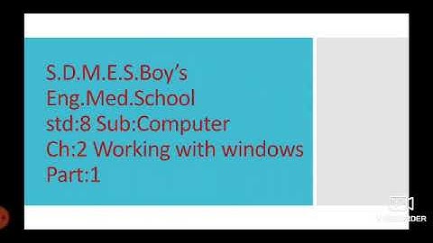 Std:8 Sub: Computer Ch:2 Working with Windows