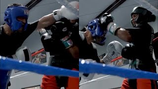 Shakur Stevenson gets TOUCHED UP SPARRING 17 years old Emiliano Vargas infront Keyshawn Davis