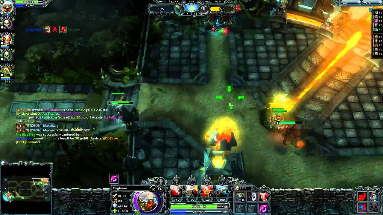 Eingineer defending in Capture the Flag (HON Gameplay) - Heroes of Newerth