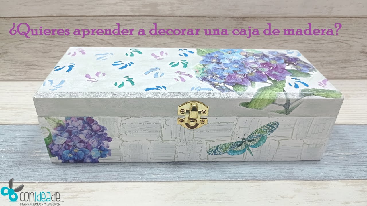 Decora esta Caja de Madera con Decoupage 🦋💐, Craquelado y Relieves 😍