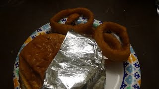 ASMR Having Burger Den Wake And Bacon Burger With Onion Rings And A Shake