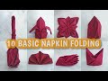 10 BASIC NAPKIN FOLDING | Lipatan Napkin Simple untuk Pemula | Lipatan Serbet