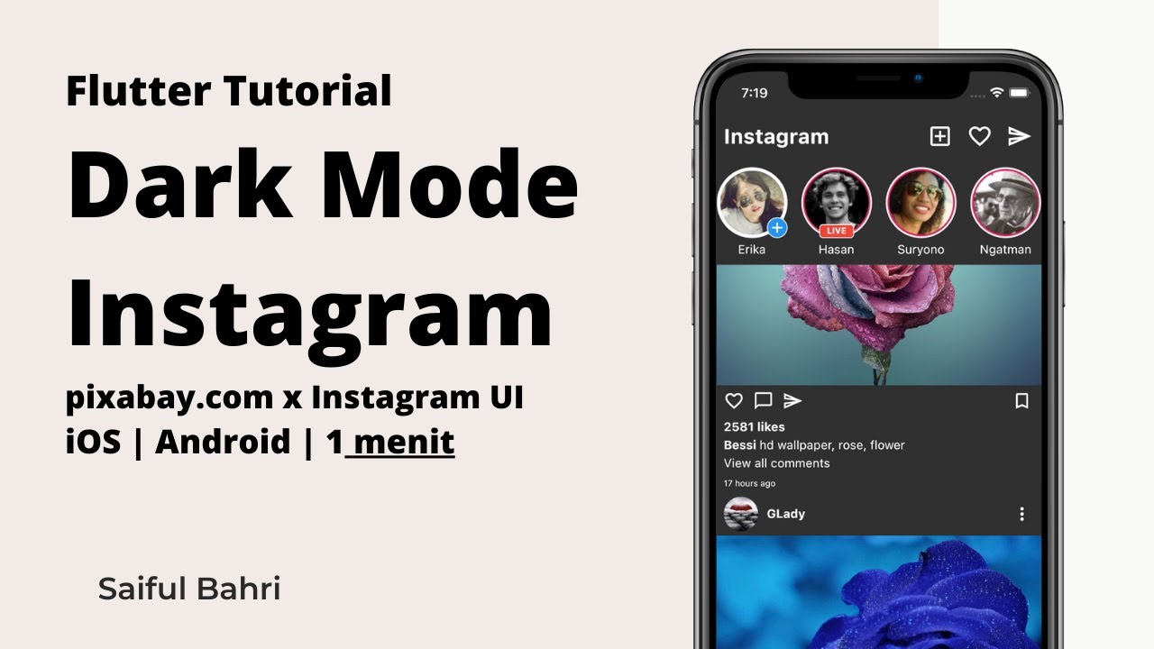Flutter Tutorial Dark Mode Instagram Andorid | iOS - YouTube