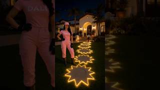 🌟✨ Magical Glowing Sun Pathway Transformation! 🏡🌴 #BackyardDesign #DIYLandscaping #OutdoorLighting
