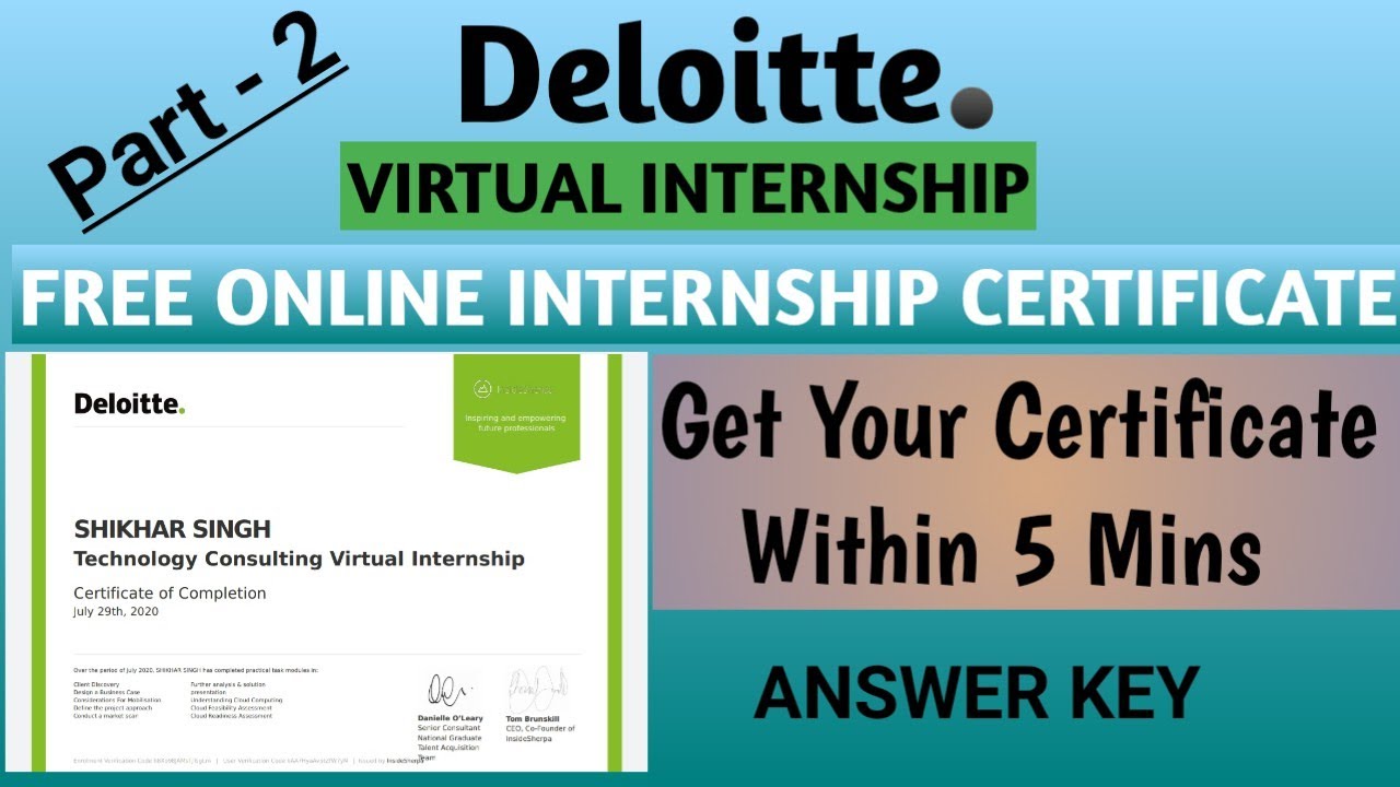 Deloitte Virtual Internship 2020 Part 2 Free Online internship