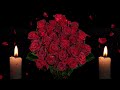 Valentine Ambience Red Roses And Burning Candles 
