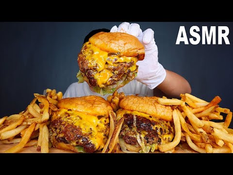 ASMR LUCKY SMASH | DOUBLE CHEESEBURGER 🍔 FRIES 🍟 (Eating Sound) | MAR ASMR