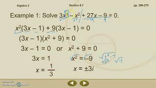 Algebra 2 6.7 Polynomial Equations part 1