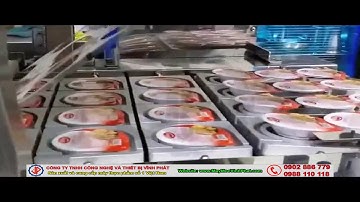 Dây chuyền máy chiết rót dán miệng hộp sữa chua, cốc thạch Vĩnh Phát giá cạnh tranh