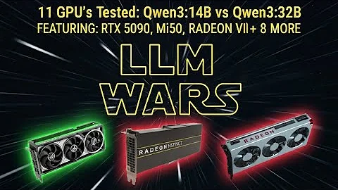 RTX 5090, Instinct Mi50, Radeon Vii, 5070 ti and 7 other gpu's tested on Qwen3 :14b & 32b - LLM WARS