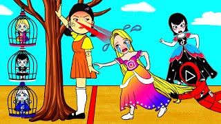 OMG! How To Save The Children?  Scary Squid Game Doll VS Poor Rapunzel | DIY Paper Dolls & Cartoon