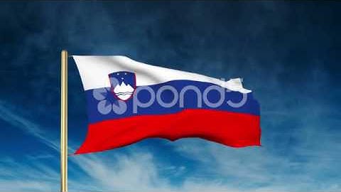 Slovenia Flag Slider Style. Waving In The Wind With Cloud Background Animation