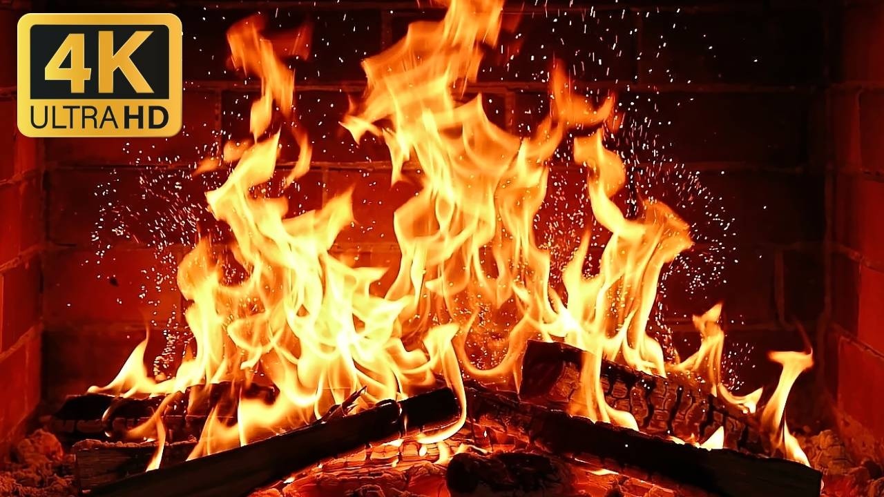FIREPLACE 4K 🔥 Cozy Fireplace video with Burning Logs & Fire Sounds ...