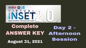 VIRTUAL INSET DAY 2 ANSWEY KEY  AFTERNOON SESSION - AUGUST 31, 2021