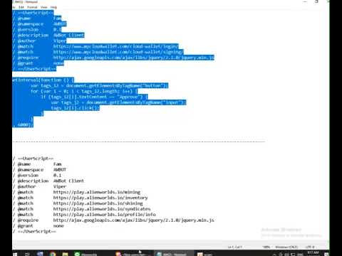 วิธีบอท Alienworld ฟรี #TLM โดยใช้ Code+ ส่วนขยาย Tampermonkey 2023