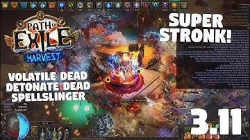 My Low-Life Volatile Dead Detonate Dead Spellslinger - T16 Map Demo - Path of Exile HARVEST LEAGUE