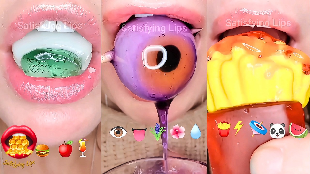 ASMR Satisfying Eating Emoji Food Challenge Sped Up