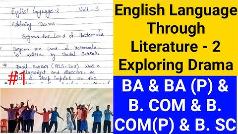 Exploring Drama | English Language-2 | Unit-3 | 3rd and 4th sem English | Study Notes Explain | 2022