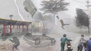Incredible footage from China Typhoon Doksuri blows away people and cars in Fujian