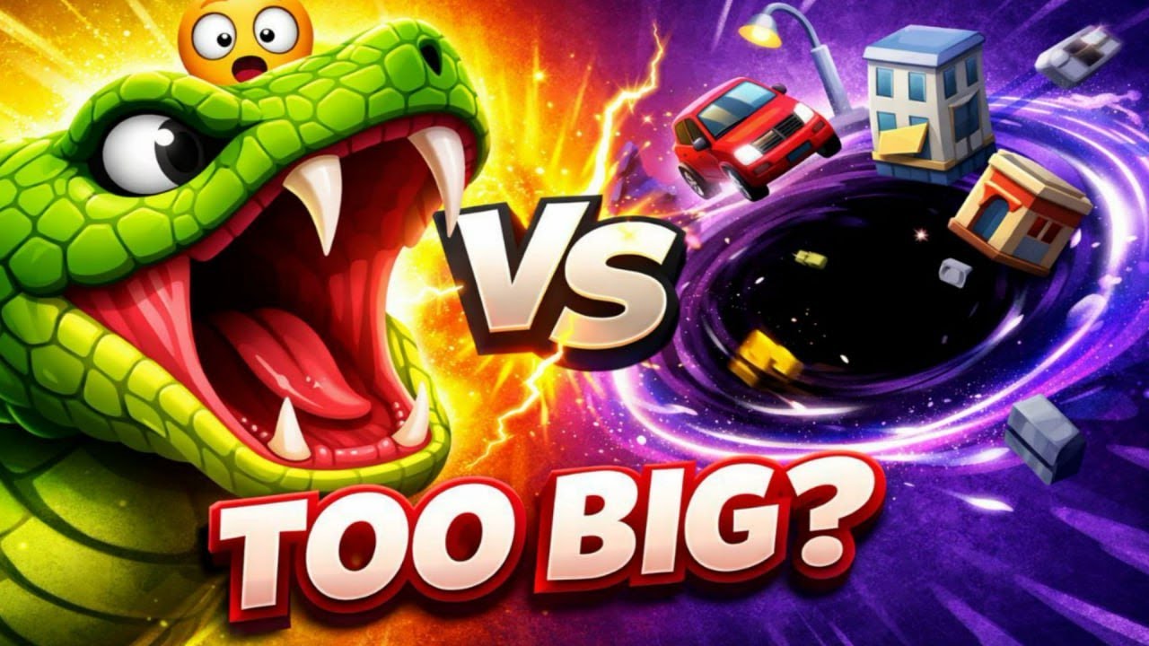 Snake Clash vs Hole.io – TOO BIG TO SURVIVE?!