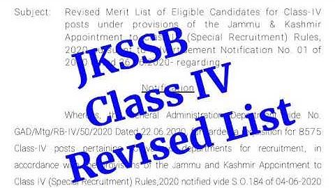 Big Update | JKSSB Class-IV Revised Merit List | Graduates Out from List