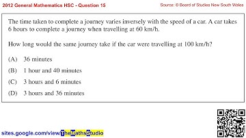 2012 General Maths HSC Q15 Solve worded real-world inverse variation problem