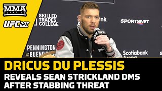 Dricus Du Plessis Reacts To Sean Strickland Stabbing Threats, Reveals DMs | UFC 297