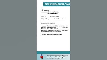 Letter To Telecom Provider Requesting For Replacement Of Sim Card