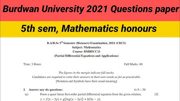 CC11, Partial Differential equation and applications Questions paper (Burdwan University,2021)