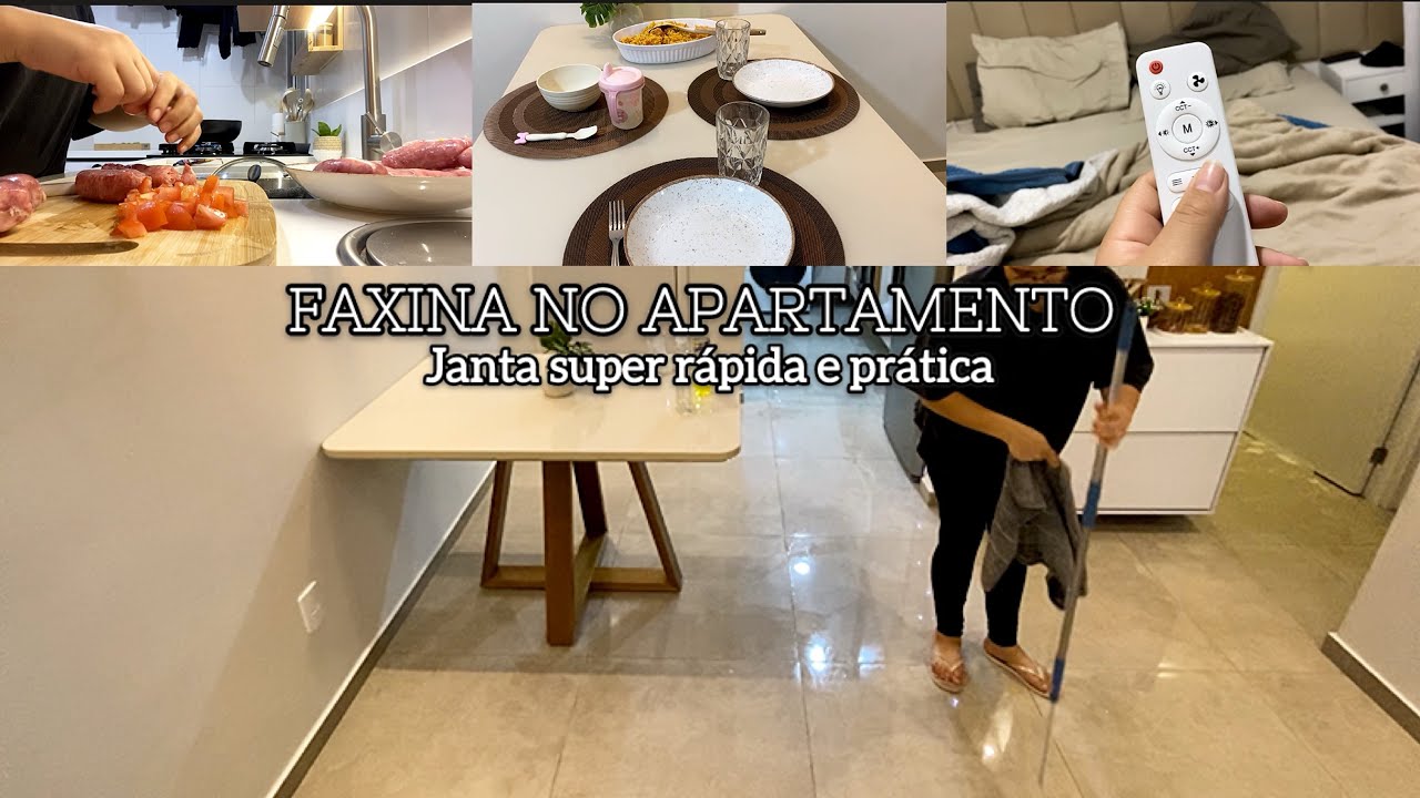 Faxina no apartamento, fiz um arroz temperado, instalamos o ventilador de teto de 50 reais 