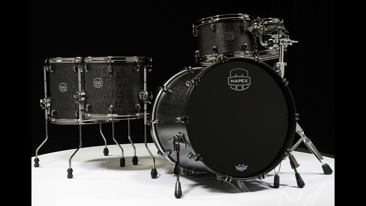 Mapex Saturn V Exotic Shell 5pc Studioease - Flat Black Maple Burl