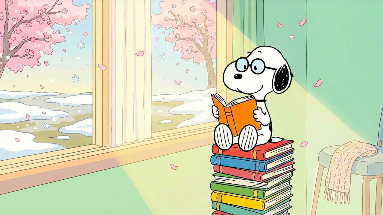 Уютное зимнее чтение со Снупи 🌸📖 Спокойные моменты дома и нежный джаз для концентрации и учебы
