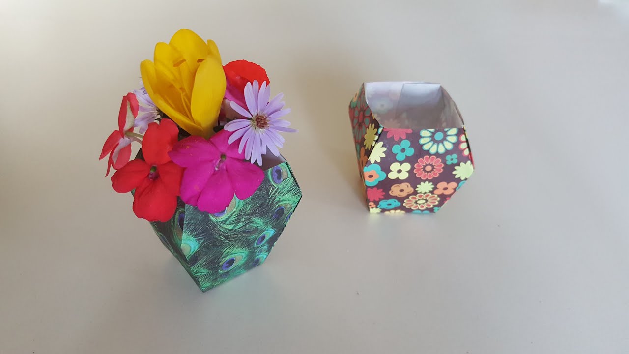 ORIGAMI VASE (FLOWER POT) DIY How to make handmade paper arts