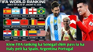Kiew FIFA ranking ka Senegal Peit ka Spain, Argentina, Portugal bad duh top 10 ka Italy