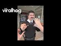 Security Guard Shocked By Rubber Band Magic Trick || ViralHog