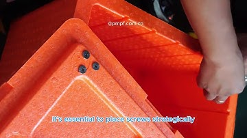 EPP foam box assembly with screw and hinge #epp #EPPfoamAssembly #foamAssembly #EPPbox #epphinge