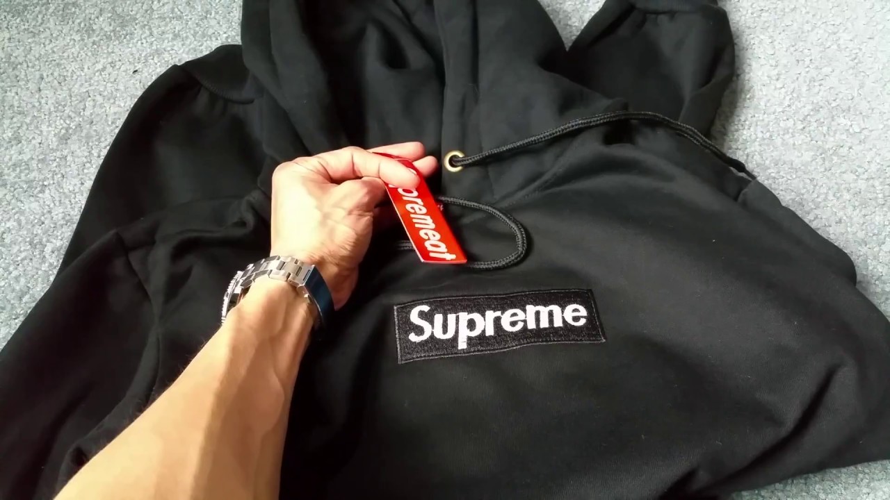 Unboxing SUPREME Box Logo Black Hoodie Ripoff by eBay Full HD 2017 - YouTube