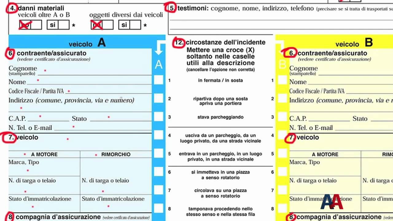 La constatazione amichevole di incidente youtube Stato di polizza