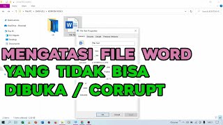 Tutorial Mengatasi File Word Yang Tidak Bisa Dibuka / Corrupt