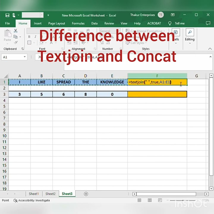 Difference between TEXTJOIN and CONCAT - YouTube