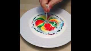 What happens when you combine milk, food coloring and dish soap (REALLY  COOL)