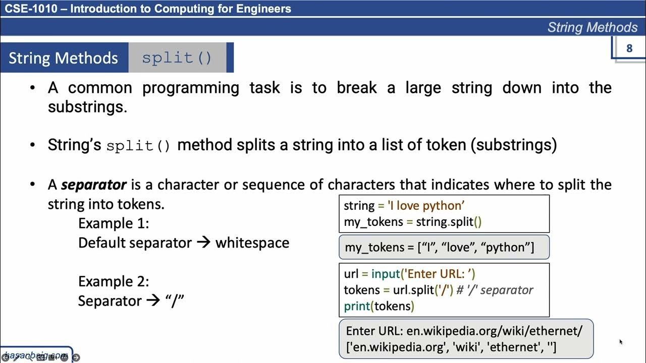 47. String Methods - split() and join() - YouTube