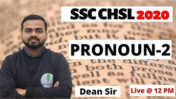 SSC CHSL 2020 || Crash Course Session -16 ( PRONOUN ) PART-2  || English by Dean sir