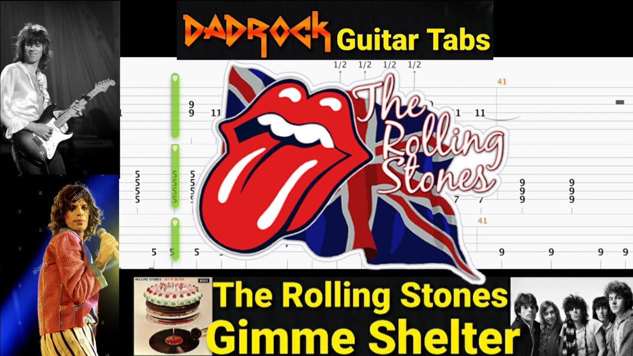 Gimme Shelter The Rolling Stones Guitar + Bass TABS Lesson YouTube