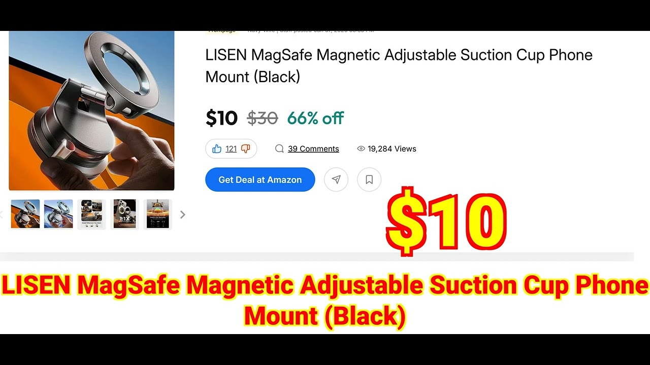 2026-01-13 LISEN MagSafe Magnetic Adjustable Suction Cup Phone Mount (Black)