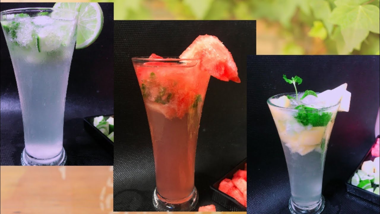 Romadan Special Iftar time drinks//3Mocktails Drinks//Vergin Mojito//Watermelon Mojito//Melon Mojito