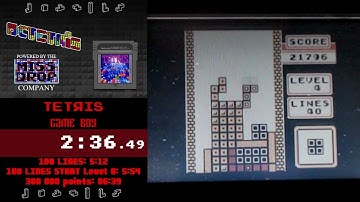 PB [SPEEDRUN Tetris Game Boy 100 lines start Level 0] 5:48