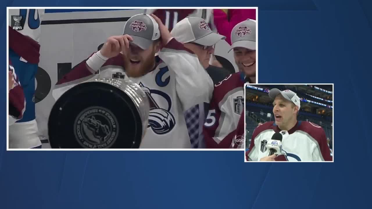 Avs dent Stanley Cup during postgame celebration